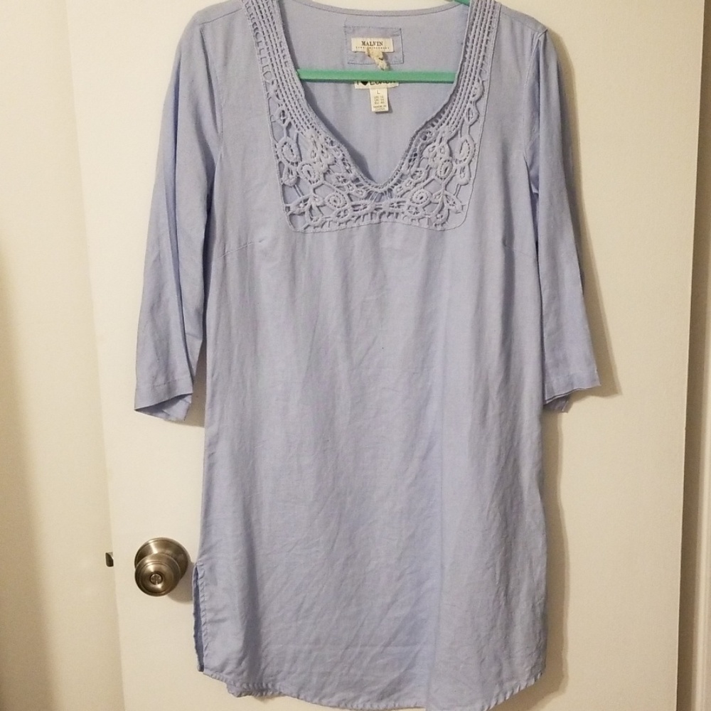 Malvin 100% Linen Dress in light blue